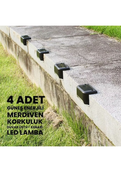 Upway 4 Lü Güneş Enerjili Merdiven Ve Bahçe Duvar Lambası Ip45 Su Geçirmez Led Aydınlatma