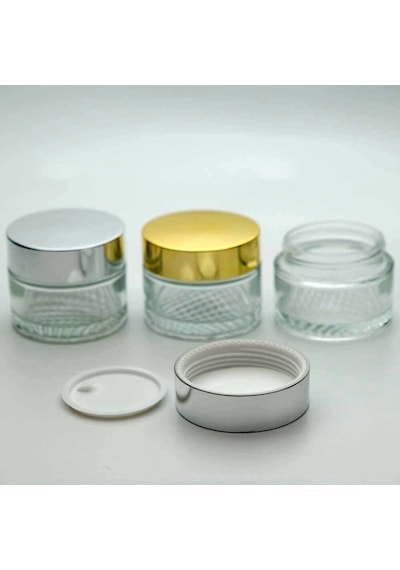 Boş Krem Kavanozu 30 ML 10 Adet Boş Şeffaf Sarı Kapaklı Kutu