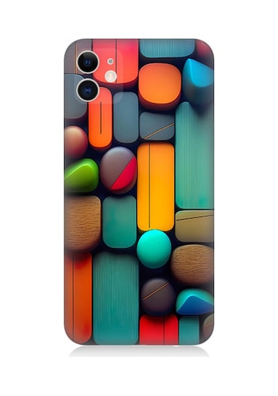 Apple Uyumlu iPhone 11 Silikon Kılıf Pastel Renkli Geometrik Şekiller
