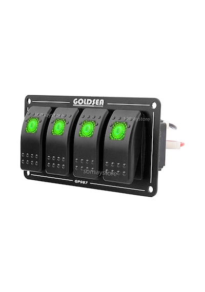 Goldsea Switch Panel Slim Model 4 Anahtar Yeşil Işık