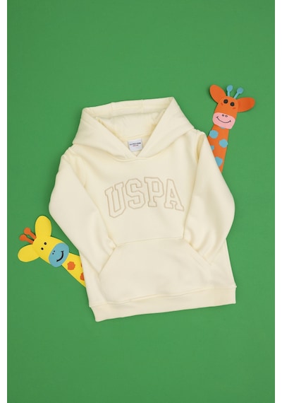U.S. Polo Assn. Kız Çocuk Krem Kapüşonlu Şardonlu Basic Sweatshirt 50314311-VR256