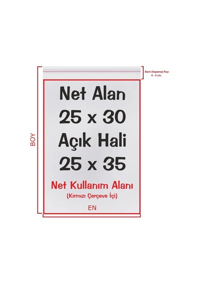 Şeffaf Bantlı Yapışkanlı Jelatin Poşet 50'li 25 x 30 + 5 CM