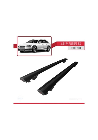Audi A4 B8 Allroad 2009-2016 Arası İle Uyumlu Hook Model Anahtar Kilitli Ara Atkı Tavan Barı Siyah