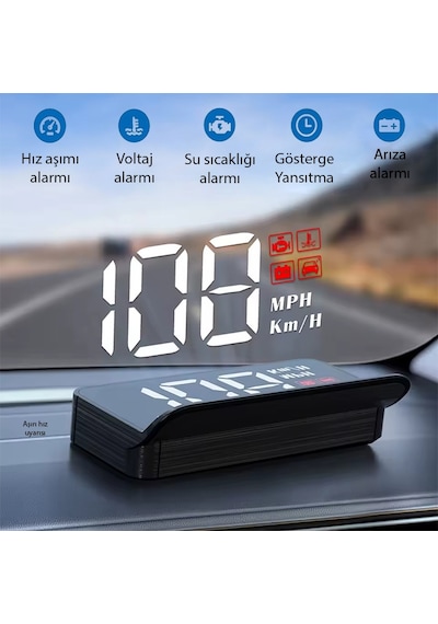 Ally M3 Hud Obd2 Head-up Display Dijital Hız Göstergesi E-obd Ve Gps Destekli Obd Arayüzlü - Alarmlı Ön Cam Ekran Projektör