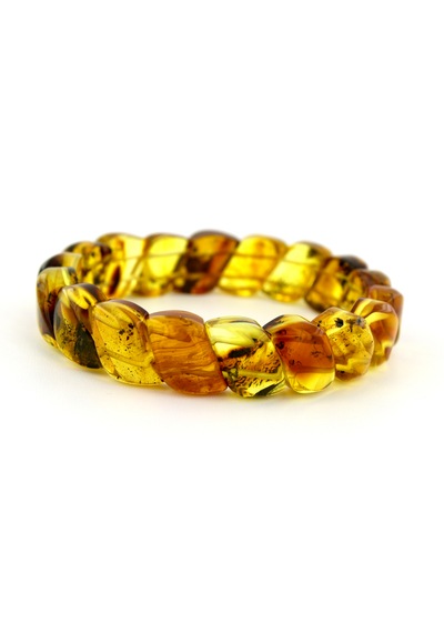 Kehribar Bileklik Fosilli Roleks Özel Tasarım Ambergold Blk23-45 Çok Renkli