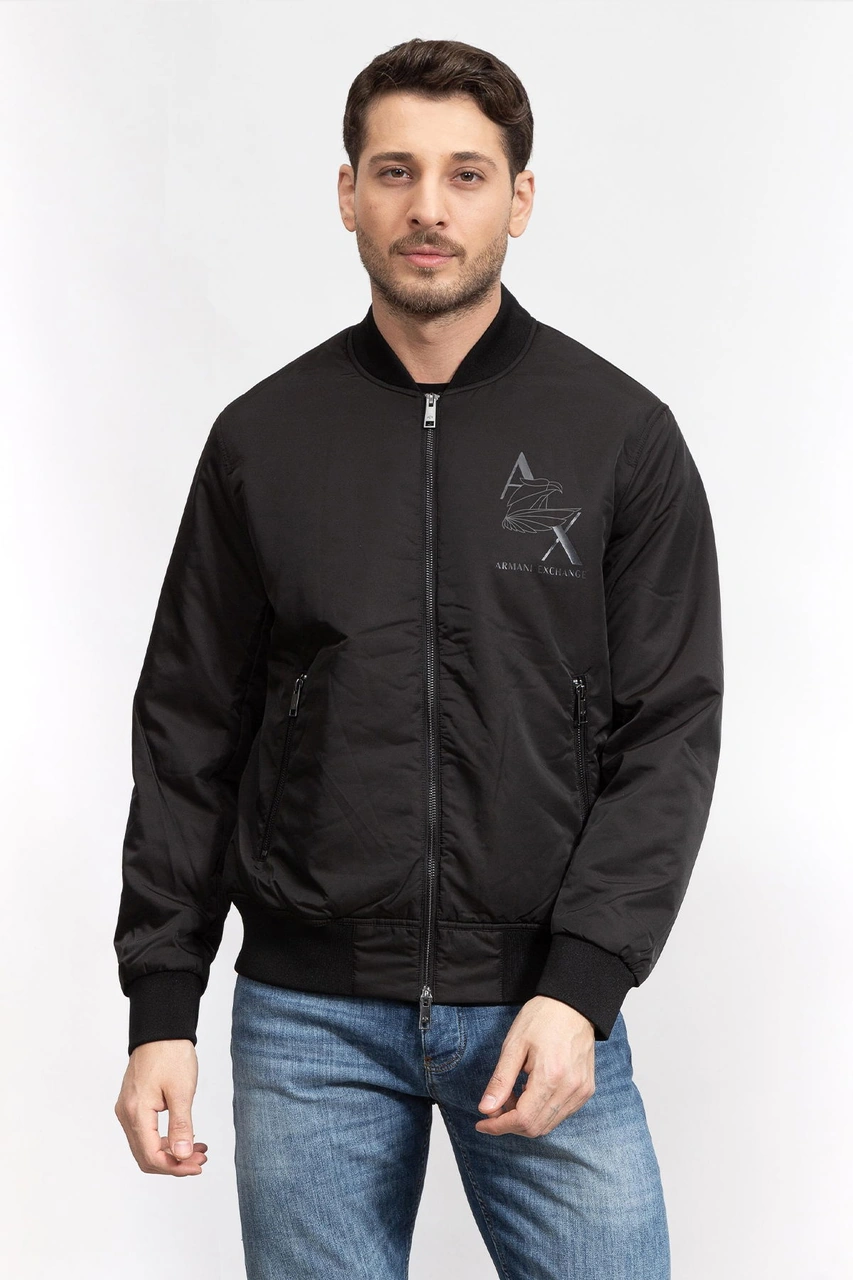 Armani Exchange Armani Baskılı Erkek Mont Siyah
