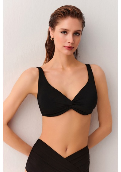 Suwen Önü Burgulu Balenli Toparlayıcı Bikini Üst Sbn26570012 Siyah