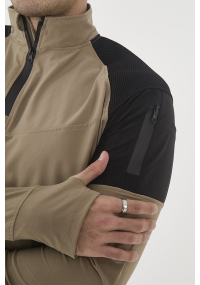 Camp Scoutland Camp138 Outdoor Tactical Su iticili Erkek Bej-Siyah Taktik Sweatshirt
