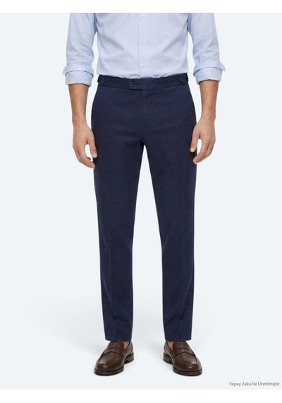 Kip Lacivert Düz Dokuma Regular Fit Casual Pamuk Karışımlı Pantolon Lacivert --