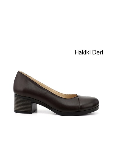 Gönderi(R) Gönderi R Kadın Kahverengi Kısa Kalın Topuklu Hakiki Deri Ayakkabı Ddza55945537 Kahverengi