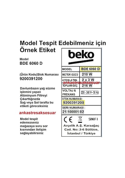 Ade 605 Hb 7704331223 Davlumbaz Aspiratör Karbon Filtre Bacasız
