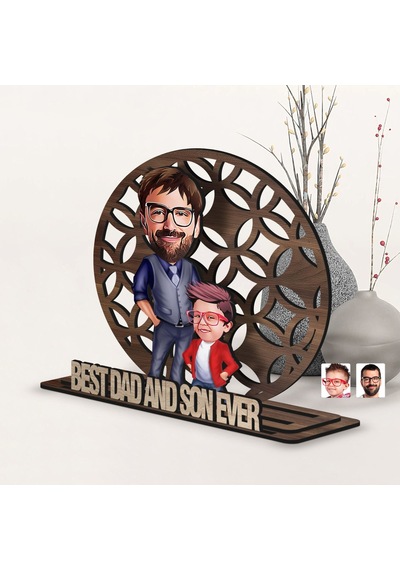 Bk Gift Kişiye Özel 3 Katmanlı Baba-oğul Karikatürlü Ahşap Biblo-3, Babaya Hediye, Babalar Günü Hediyeleri Kobitmeyen138178 Bk Gift