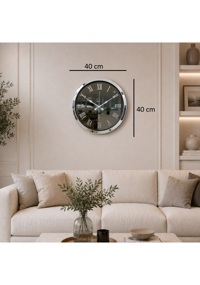 Büro Ev Ofis Hediyesi İçin 40cm Aynalı Krom Platinum Duvar Saati Diğer