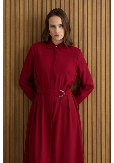 Aker Bordo Metal Tokalı Modal Elbise Bordo Bordo