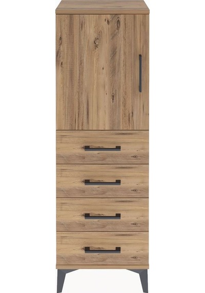 Arges Dolap 2 Raflı 4 Çekmeceli Tek Kapaklı 44x30x134 Çam-çam Atlas Çam