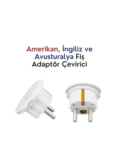 Amber Led Universal Seyahat Adaptörü - Amerikan, İngiliz Ve Avustralya Fişi Dönüştürücü - 16a 250v Kompakt Tasarım 2 Adet