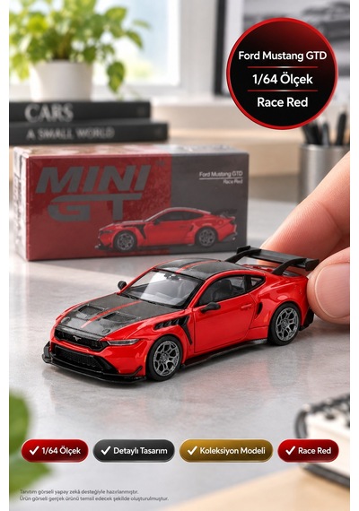 Mini Gt Ford Mustang Gtd Race Red 1/64 Diecast Koleksiyonluk Model Araba 7,5 Cm