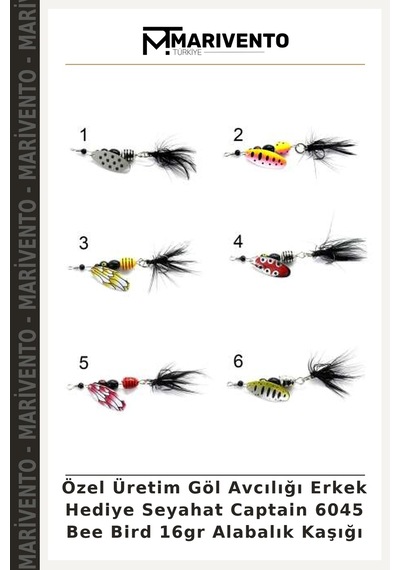 Özel Üretim Göl Avcılığı Erkek Hediye Seyahat Captain 6045 Bee Bird 16gr Alabalık Kaşığı