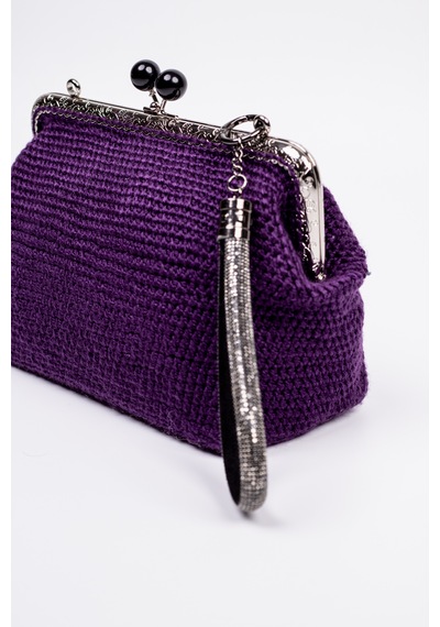 Fabric Craft Bag Portföy Çanta Bilek Askılı Merserize İplik Mor Mor