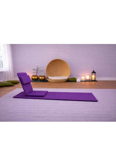 Backjack Meditasyon Sandalyesi Destekli Yer Minderi + 60x180 Kumaş Mat - Backjack 3xl Mat+backjack İkili Set Mor