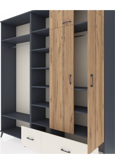 Hyperion Dolap 12 Raflı 2 Çekmeceli 2 Askılı 220x44x243 Antrasit-çam/aytaşı Çok Renkli Hyperion Dolap 12 Raflı 2 Çekmeceli 2 Askılı 220x44x243 Antrasit-çam/aytaşı Çok Renkli