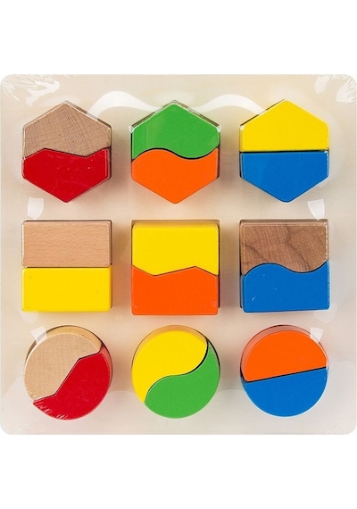 Hongji Ahşap Geometrik Şekilli Bloklar 18 Parça
