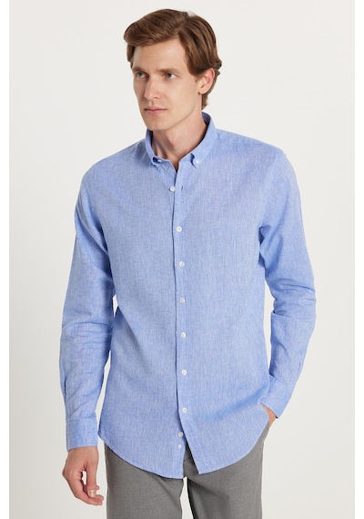 Tudors Erkek Slim Fit Dar Kesim Uzun Kollu Keten Premium Seri Düğmeli Yaka Spor Mavi Gömlek-35354 Mavi Tudors Erkek Slim Fit Dar Kesim Uzun Kollu Keten Premium Seri Düğmeli Yaka Spor Mavi Gömlek-35354 Mavi