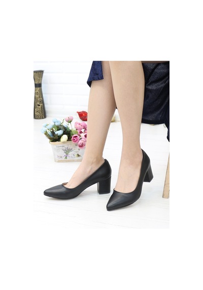Nesilshoes Nesil Shoes Bln 410 Siyah Günlük Topuklu Kadın Ayakkabı