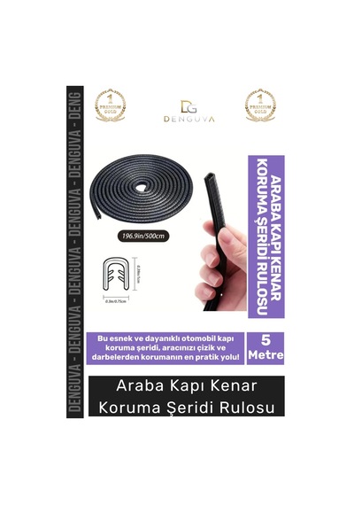 Fitilşerit Otomobil Kapı Kenar Metal Klipsli Kauçuk Esnek Darbe Çizilme Koruma Fitil Şeridi Rulosu
