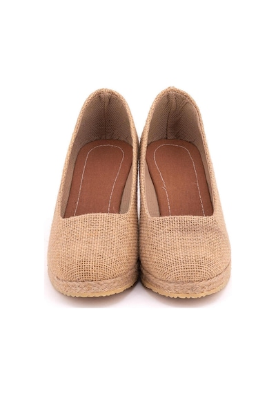 Star Tombis Hasır Hasır Keten Espadril Dolgu Topuk Dolgu1001-2923 Koyu Bej