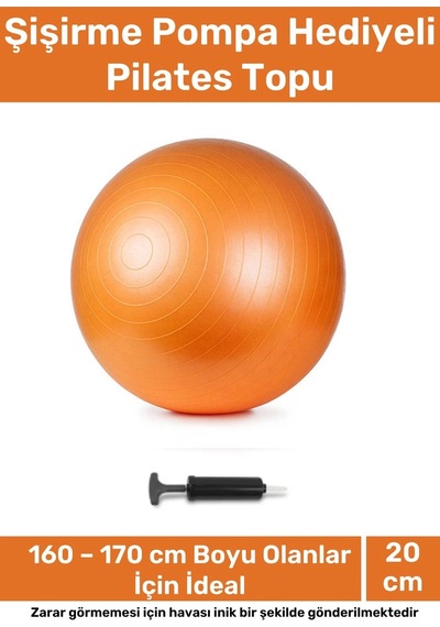 Profesyonel Seri Dayanıklı Yüksek Kalite Mini Gymball 20cm Turuncu Pilates Topu + Şişirme Pompa