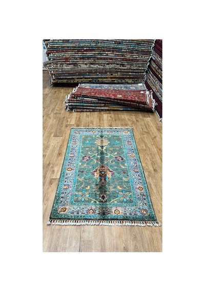 El Dokuma Afghan Halısı Yeşil