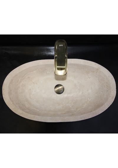 Traverten Elips Kayık Lavabo