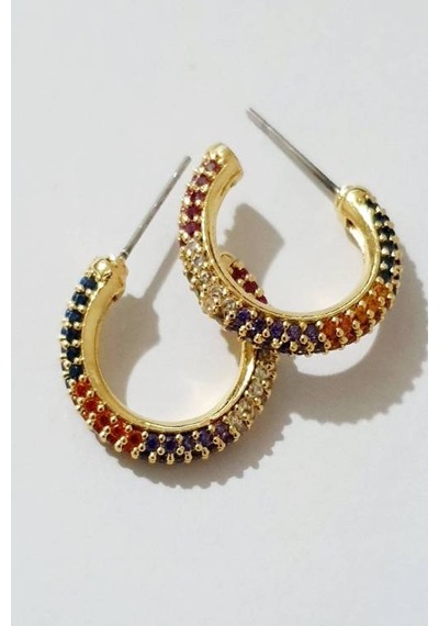 Mix Taşlı Halka Küpe N11.971 Altın
