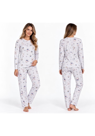 Pijama Denizi Pijama Partisi Kadın Mavi Uzun Kollu Desenli Pijama Takımı Sevimli Ayıcıklı Desenli Ev Giyim Seti Açık Mavi Pijama Denizi Pijama Partisi Kadın Mavi Uzun Kollu Desenli Pijama Takımı Sevimli Ayıcıklı Desenli Ev Giyim Seti Açık Mavi