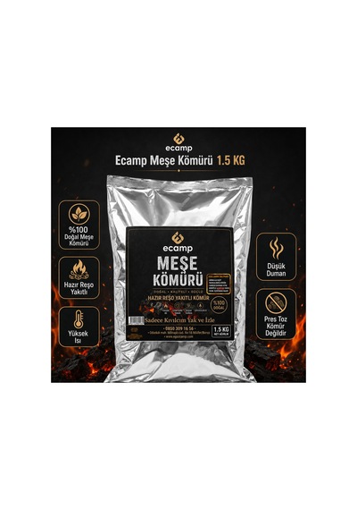 Ecamp 100% Doğal Tek Kibritle Tutuşan Meşe Kömürü 1.5 Kg X 6 Adet Çoklu Paket