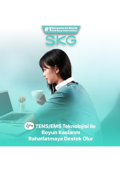 Skg 4356E Özel Isı Terapisi-Termoterapi Tens Ems Frekans Destekli Boyun Masaj Aleti, Taşınabilir Beyaz