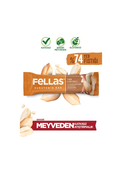 Yer Fıstıklı Kuruyemiş Bar 30g x12 Adet