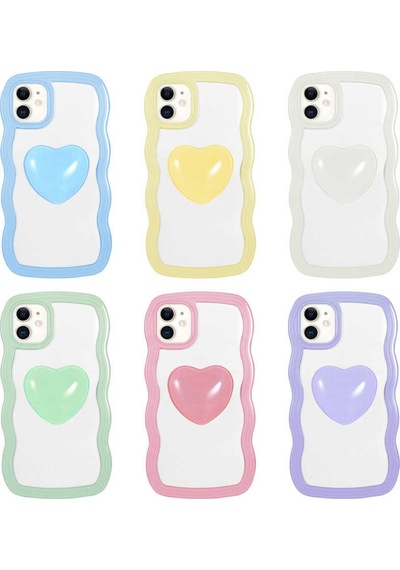 Apple Uyumlu iPhone 11 Kılıf Renkli Kalp Figürlü Zore Ponçik Kapak