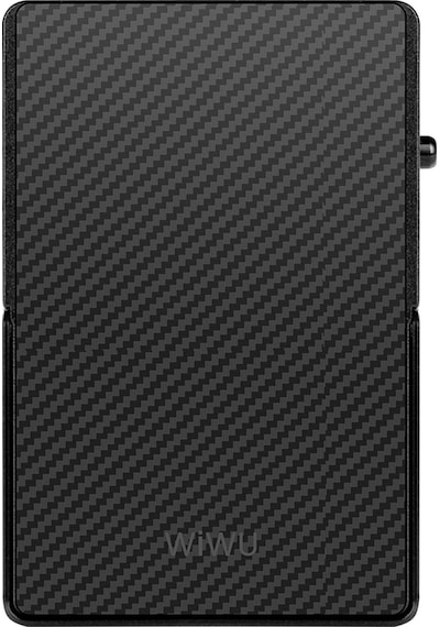 Wiwu Mw-007 Warriors Pop-up Buton Tasarımlı Magnetik Aramid Fiber Metal Standlı Kartlık Siyah