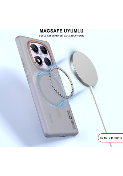 Redmi Note 14 Pro 4g Magsafe Uyumlu Mat Sert Klein Kılıf Gri