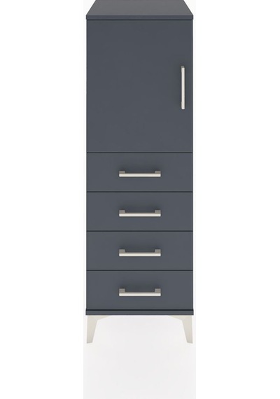 Hyperion Dolap 2 Raflı 4 Çekmeceli Tek Kapaklı 44x44x134 Antrasit-antrasit Antrasit