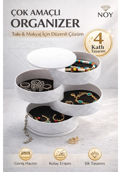 Organizer Takı Kutusu Çok Amaçlı Düzenleyici Makyaj Organizer Takı Organizeri Çekmeceli Organizer Beyaz