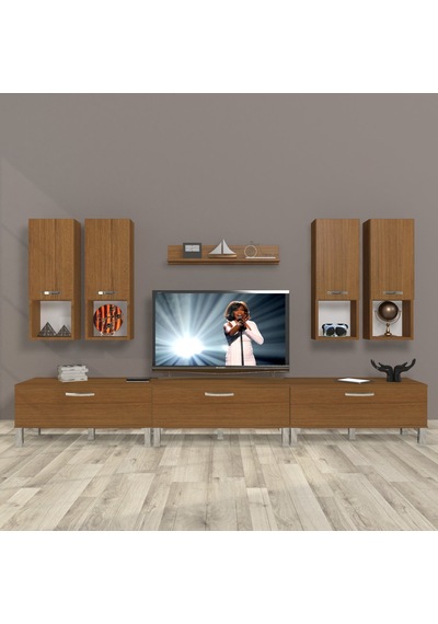 Decoraktiv Eko 8da Slm Krom Ayaklı Tv Ünitesi Tv Sehpası Ceviz
