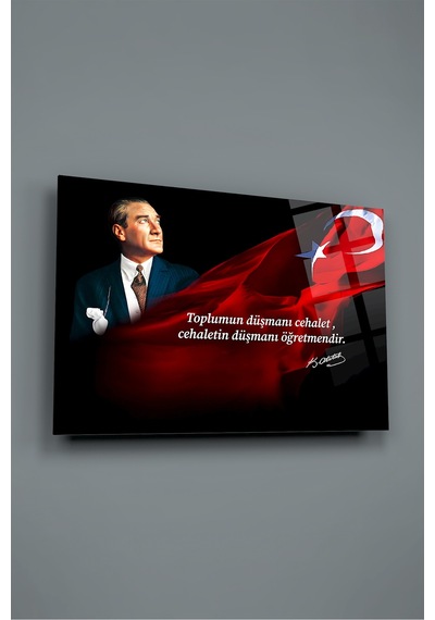 Atatürk Bayrak Vatan Okul Cam Tablo Modern Sanat Tablosu Parlak Ve Net Görüntü Kafe Ve Ofis İçin Anlamlı Hediye Seçeneği Kolay Montaj Askılı