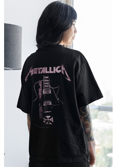 Sevbano Metallica Rock Metal Müzik Grubu Sırt Baskılı Unisex Oversize Tiş Siyah