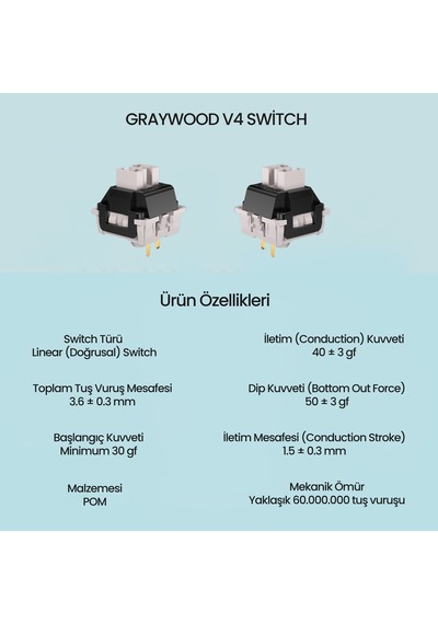 Aula Leobog Gray Wood V4 Lineer Mekanik Switch 100 Adet