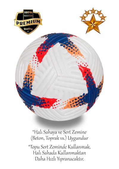 Alastor Orjinal Futbol Topu Sert Zemin Dizlikli Ve Pompalı 3lü Mavi - Beyaz - Kırmızı