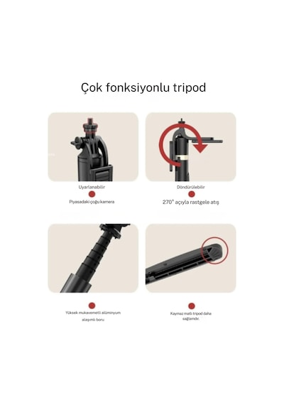Uzaktan Kumandalı 156 Cm Alüminyum Tripod Ve Selfie Çubuğu Telefon, Kamera, Işık Ve Gopro Uyumlu