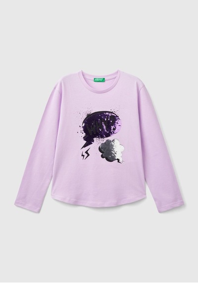 Benetton Kız Çocuk Uzun Tshırt Çocuk Sweatshirt Mor